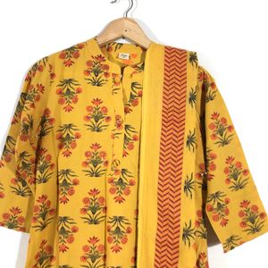 Mustard Yellow Printed Kurta & Dupatta (Women’s)