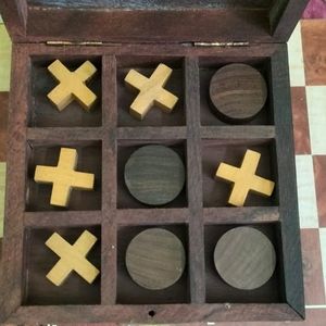 Tic Tac Toe Wooden Game Box