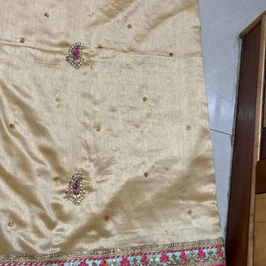 Stone Work Saree With Ready Blouse