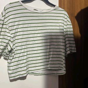 White Green Stripped T Shirt