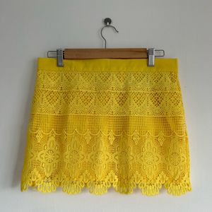 LVY Yellow Lace Mini Skirt