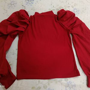 High Neck Maroon Top