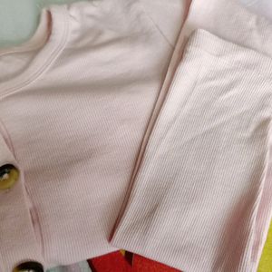 Cute Baby Pinkinsh Peach Buttoned Crop Top