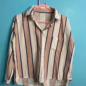 Vertical Stripes Loose Boyfriend Shirt