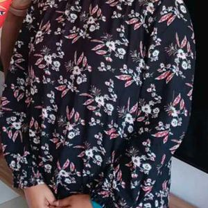 Casual Office Wear Black Floral Top