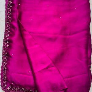 Dark Purple Satin Saree