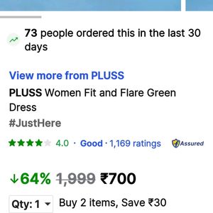 PlusS Green Polka Dot Dress(Women)