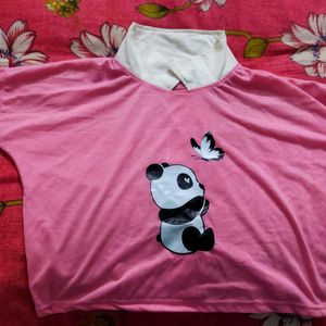 Pink Panda Printed Crop Top