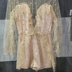 Golden Shimmery Partywear Playsuit