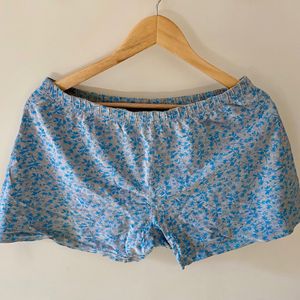 Grey/blue Printed Cotton Shorts