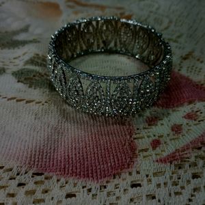 Silver Diamond Single Bangle.