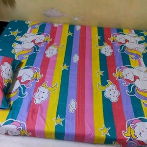 Unicorn Double Bedsheet With Pillow Covers