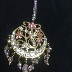 Pink Kundan Stone Mangtika