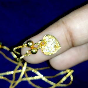 Heart Shape Pendant Golden Chain