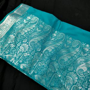 Beautiful Silk Saree (Blue/Sea Green)