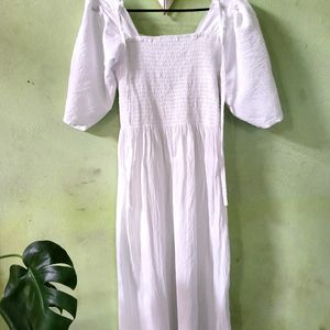 White Cotton Casual Dress