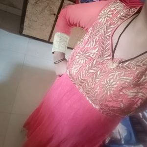 Peach Colour Anarkali. And Dupatta