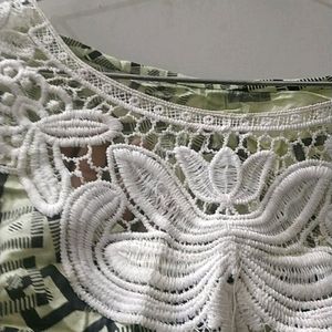 Embroidered Neck Top