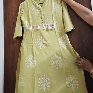 Neon Coloured Rayon Printed Kurta Plazo Set