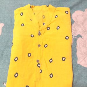 Yellow Bandhani Designed Formal kurti