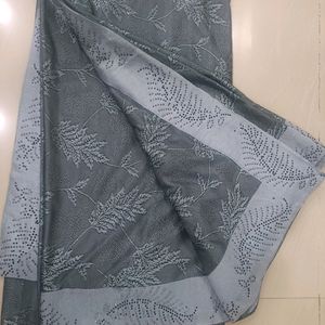 Gray Saree with stiched blouse