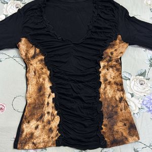 Black Leopard Top