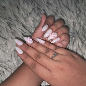 Pink Bow 3d Nails