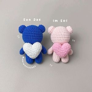 Crochet Couple Teddy Keychain