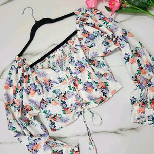 Retro Pleasant Floral Printed Top