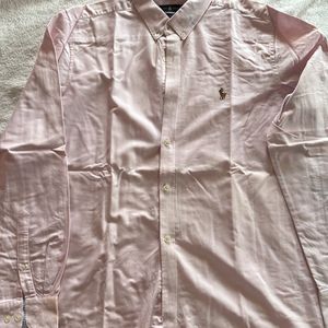 Men Ralph Lauren Baby Pink Plain Shirt