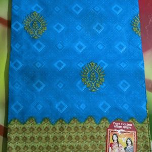 Bronze ( Kansa) Plate With Cotton Saree Set Of 3