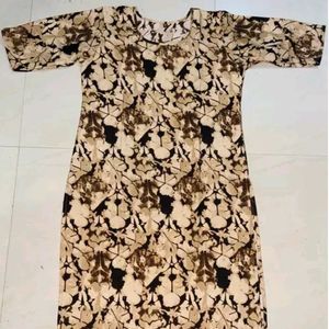 Printed Floral Print Design Women Kurta (Brown)