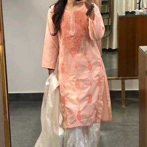 Pink Machine Chikankari Work