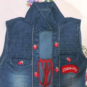 Girl's Denim Top Shrug with Stylish Design