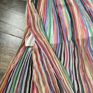 Multicolour Pleated Slit Skirt - Zara