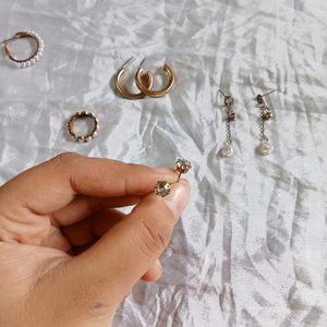 6 Pair Of Aesthetic Earrings With A Free Ring