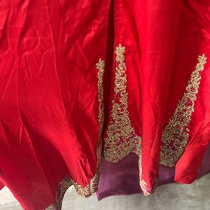Red And Golden Colour Gown