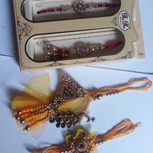 Handmade Rakhi for Brother and Bhabhi Combo Set