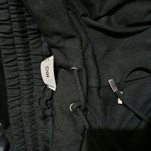 MANGO Women Black Solid Pleated Track Pants