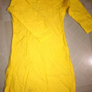 Yellow Coloured Long Top With  Embroidery