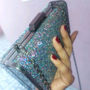 💎❤LOGUS Acrylic Metallic Designer Richlook Multi Colour stone Studded Clutch💎✨