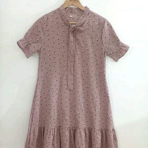 Mauve Colored Floral Printed Dress (Women's)