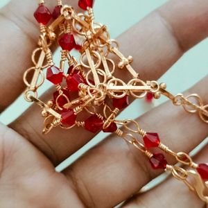 Brand New Red Crystal Stone Gold Plated Chain