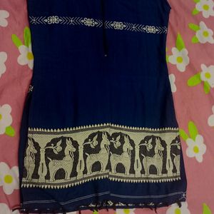 A Navy Blue Short Kurta