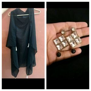 Combo Of 2 - Beautiful Black Shrug With Earing