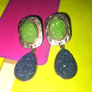 Green And Blue Stone Earrings