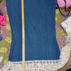 denim dress with nated churidar sleeve offer only