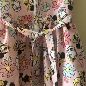 Cartoon Printed Pink Frock For Kid Girl