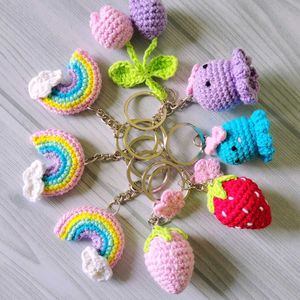 Set Of 8 Crochet Keychains(Rainbow, Strawberry..)