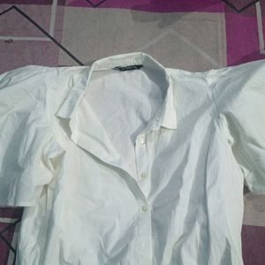 White Shirt Style Top With Unique Sleeves